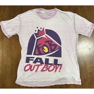 2017 Fall Out Boy Taco Bell Band Tshirt Women's Size Small Fading Color Pink